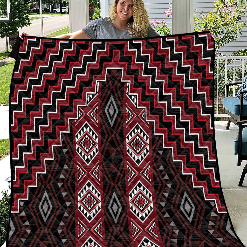 New Zealand Aotearoa Quilt Red Poutama With Taniko Pattern LT05 Red - Polynesian Pride