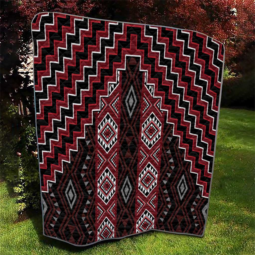 New Zealand Aotearoa Quilt Red Poutama With Taniko Pattern LT05