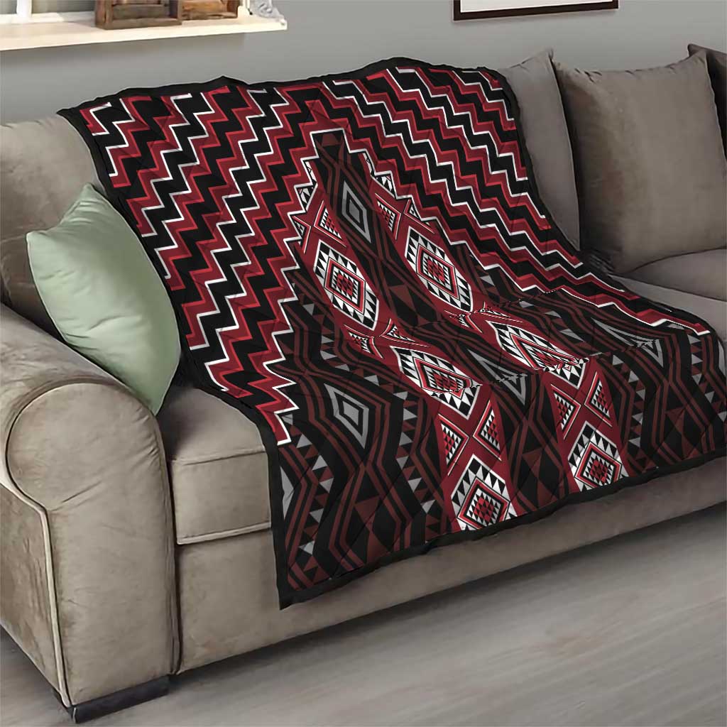 New Zealand Aotearoa Quilt Red Poutama With Taniko Pattern LT05