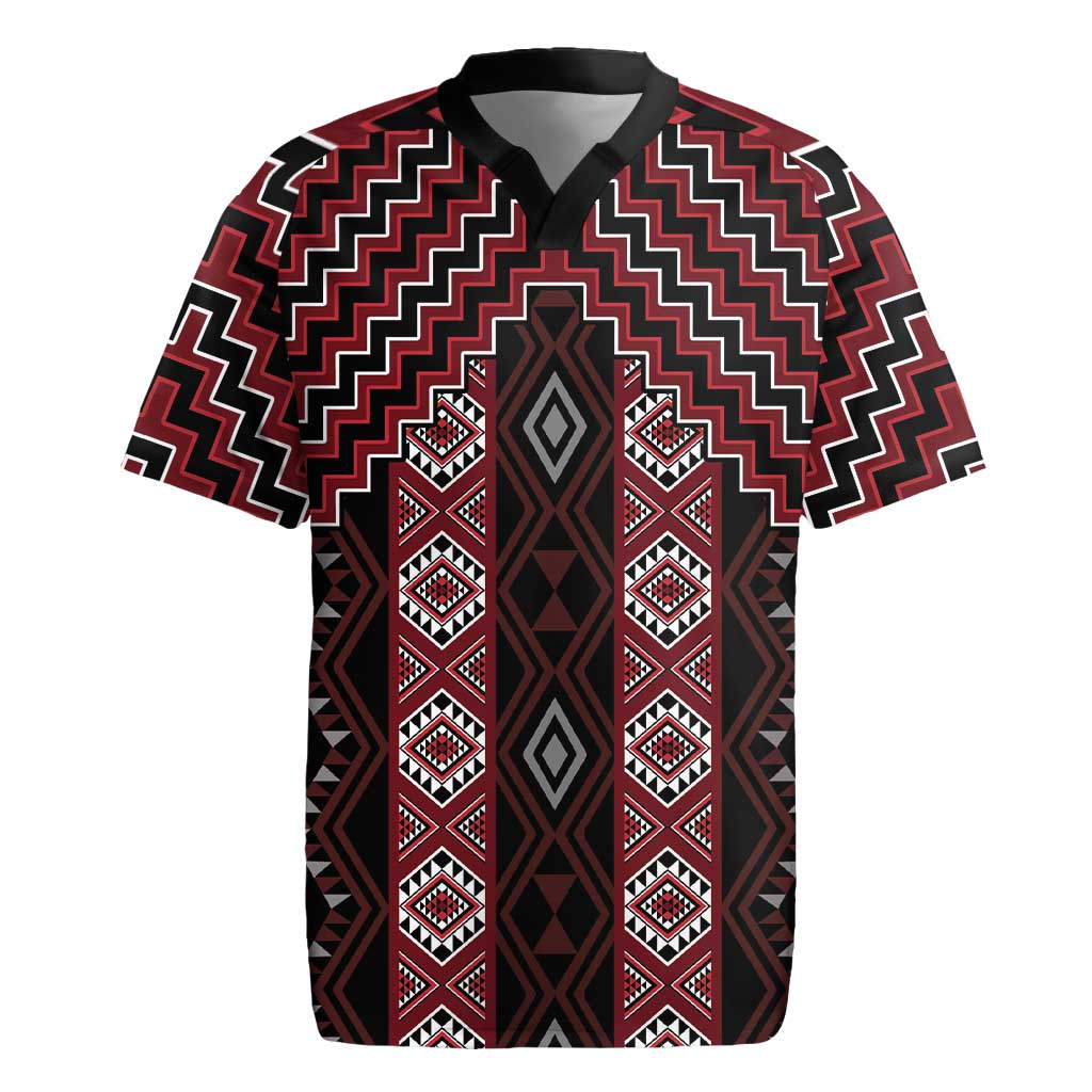 New Zealand Aotearoa Rugby Jersey Red Poutama With Taniko Pattern LT05