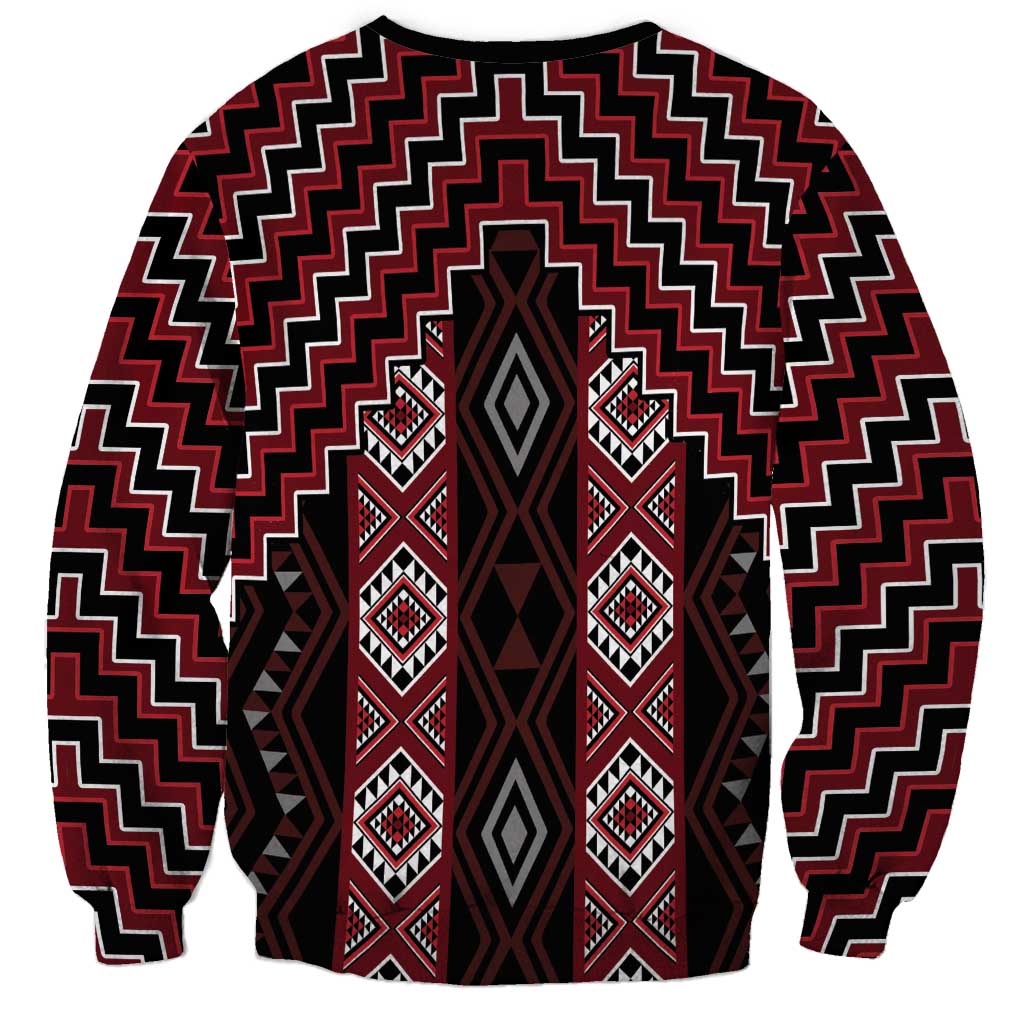 New Zealand Aotearoa Sweatshirt Red Poutama With Taniko Pattern LT05