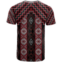 New Zealand Aotearoa T Shirt Red Poutama With Taniko Pattern LT05