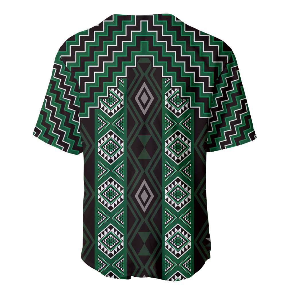 New Zealand Aotearoa Baseball Jersey Green Poutama With Taniko Pattern LT05 - Polynesian Pride