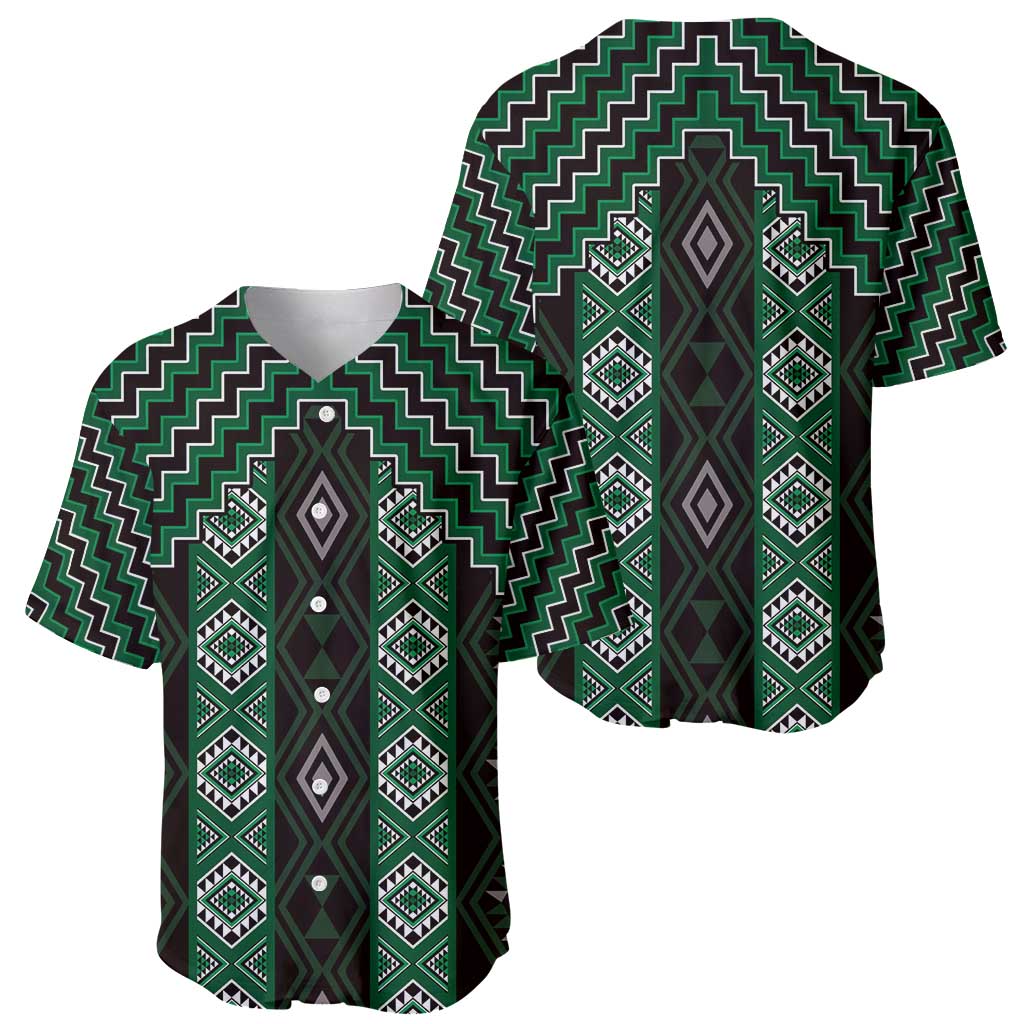 New Zealand Aotearoa Baseball Jersey Green Poutama With Taniko Pattern LT05 - Polynesian Pride