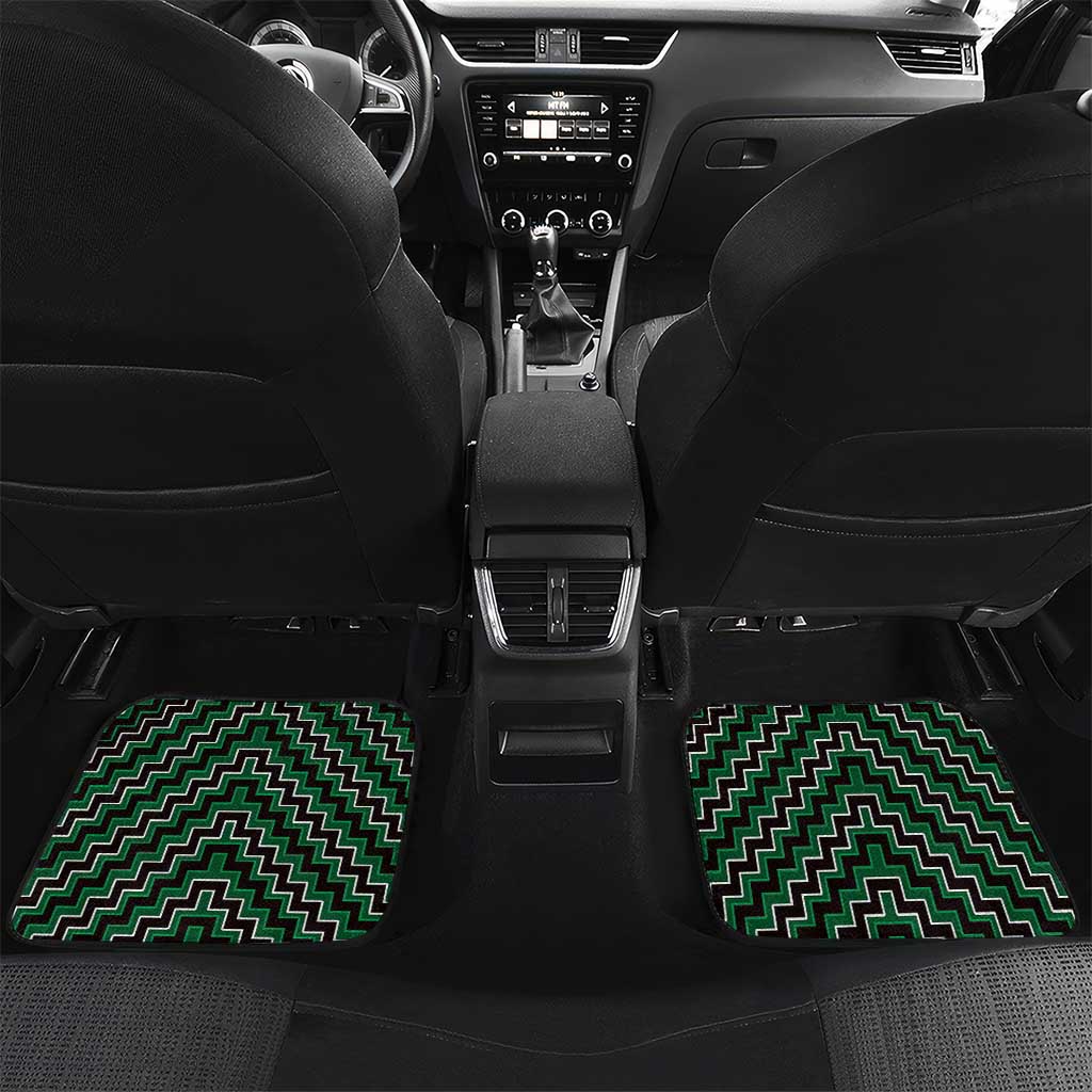 New Zealand Aotearoa Car Mats Green Poutama With Taniko Pattern LT05