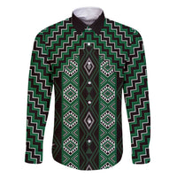 New Zealand Aotearoa Family Matching Mermaid Dress and Hawaiian Shirt Green Poutama With Taniko Pattern LT05
