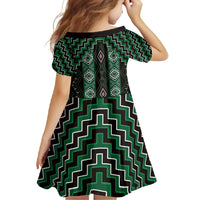New Zealand Aotearoa Family Matching Tank Maxi Dress and Hawaiian Shirt Green Poutama With Taniko Pattern LT05
