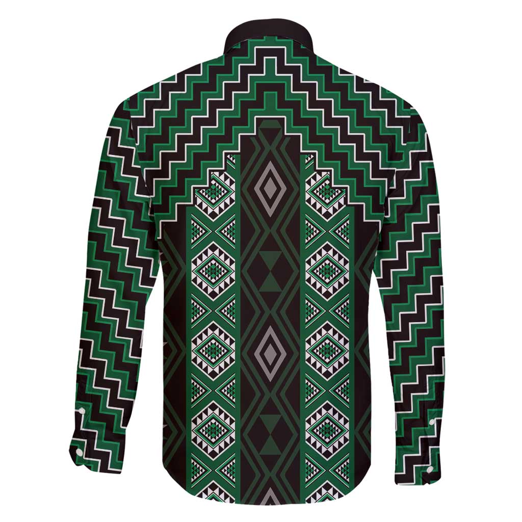 New Zealand Aotearoa Family Matching Tank Maxi Dress and Hawaiian Shirt Green Poutama With Taniko Pattern LT05