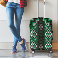 New Zealand Aotearoa Luggage Cover Green Poutama With Taniko Pattern LT05