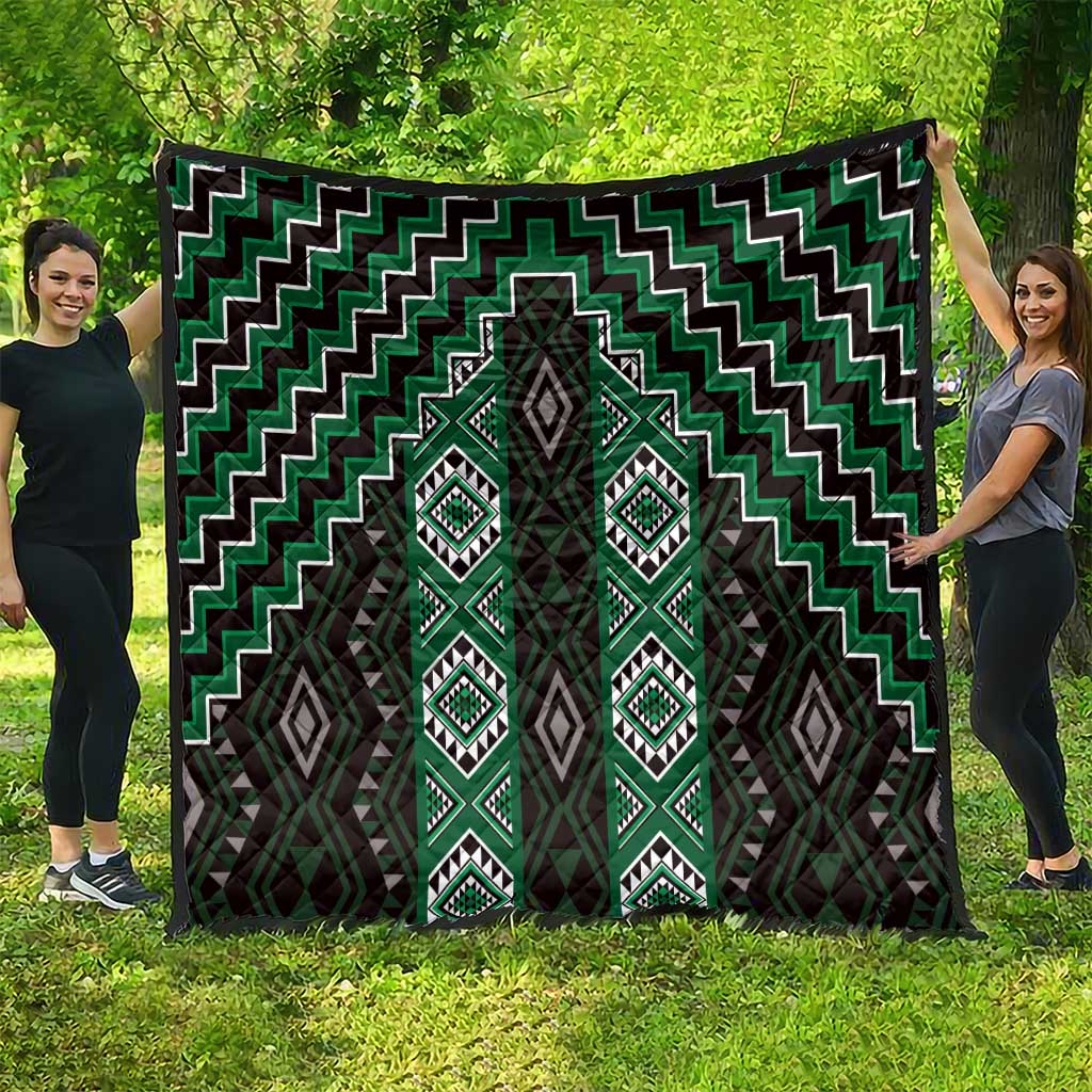 New Zealand Aotearoa Quilt Green Poutama With Taniko Pattern LT05