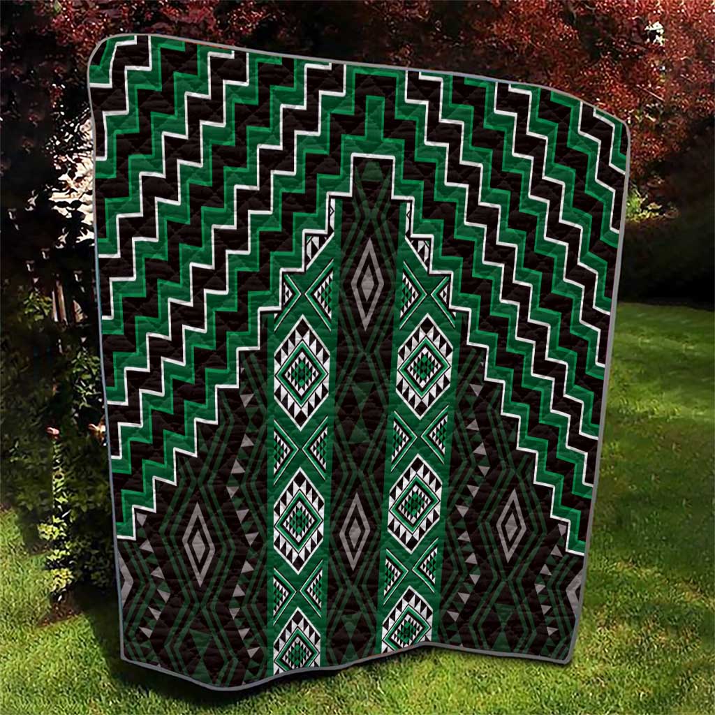New Zealand Aotearoa Quilt Green Poutama With Taniko Pattern LT05