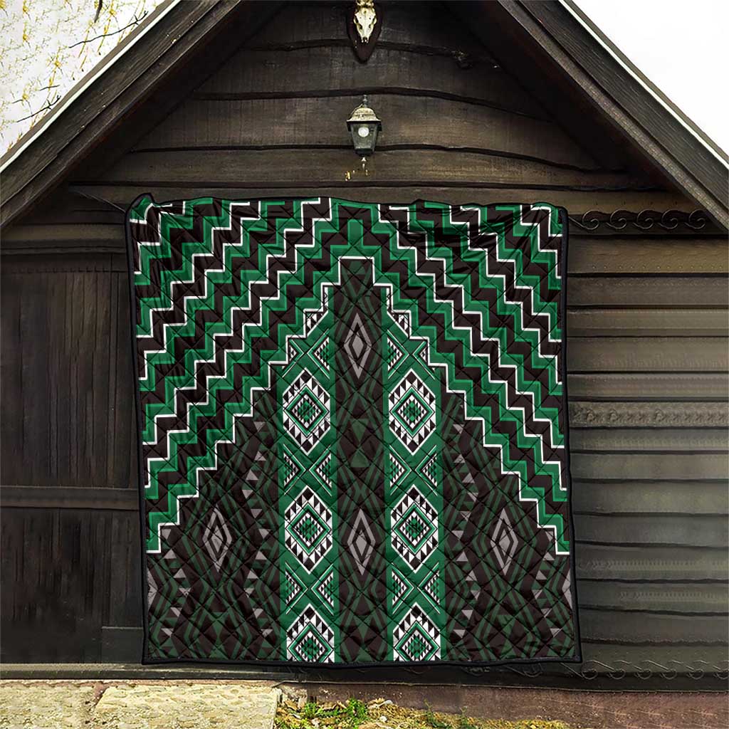 New Zealand Aotearoa Quilt Green Poutama With Taniko Pattern LT05