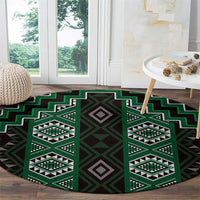New Zealand Aotearoa Round Carpet Green Poutama With Taniko Pattern LT05