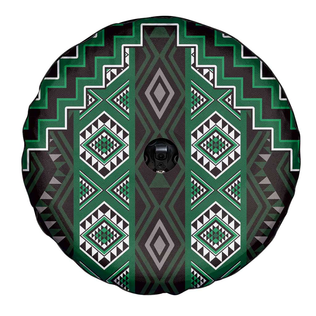 New Zealand Aotearoa Spare Tire Cover Green Poutama With Taniko Pattern LT05