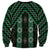 New Zealand Aotearoa Sweatshirt Green Poutama With Taniko Pattern LT05