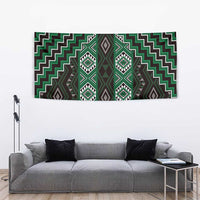 New Zealand Aotearoa Tapestry Green Poutama With Taniko Pattern LT05
