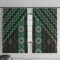 New Zealand Aotearoa Window Curtain Green Poutama With Taniko Pattern LT05