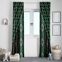 New Zealand Aotearoa Window Curtain Green Poutama With Taniko Pattern LT05