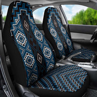 New Zealand Aotearoa Car Seat Cover Blue Poutama With Taniko Pattern LT05