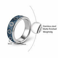 New Zealand Aotearoa Classic Ring Blue Poutama With Taniko Pattern - Polynesian Pride