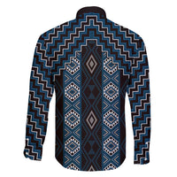 New Zealand Aotearoa Family Matching Long Sleeve Bodycon Dress and Hawaiian Shirt Blue Poutama With Taniko Pattern LT05