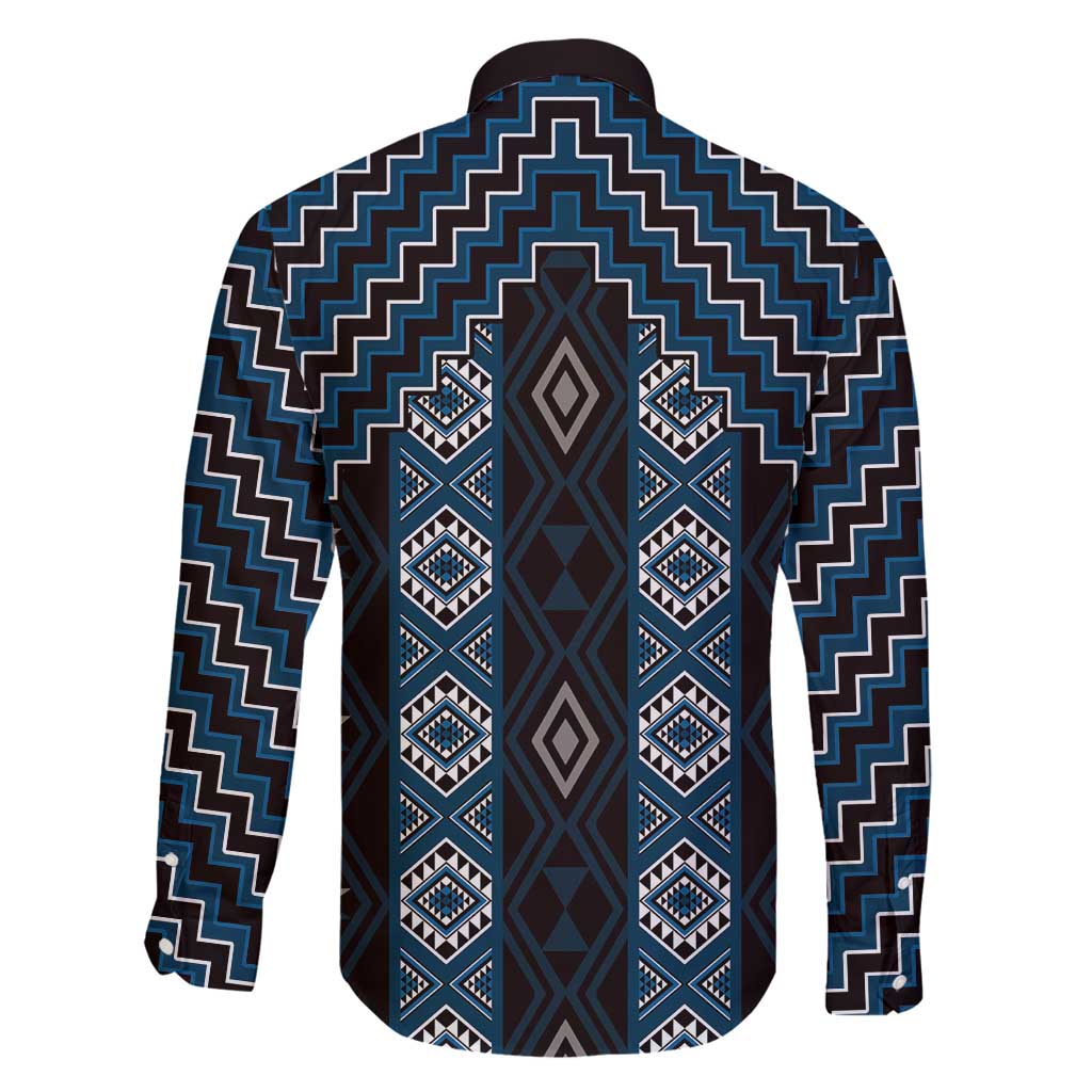 New Zealand Aotearoa Family Matching Mermaid Dress and Hawaiian Shirt Blue Poutama With Taniko Pattern LT05