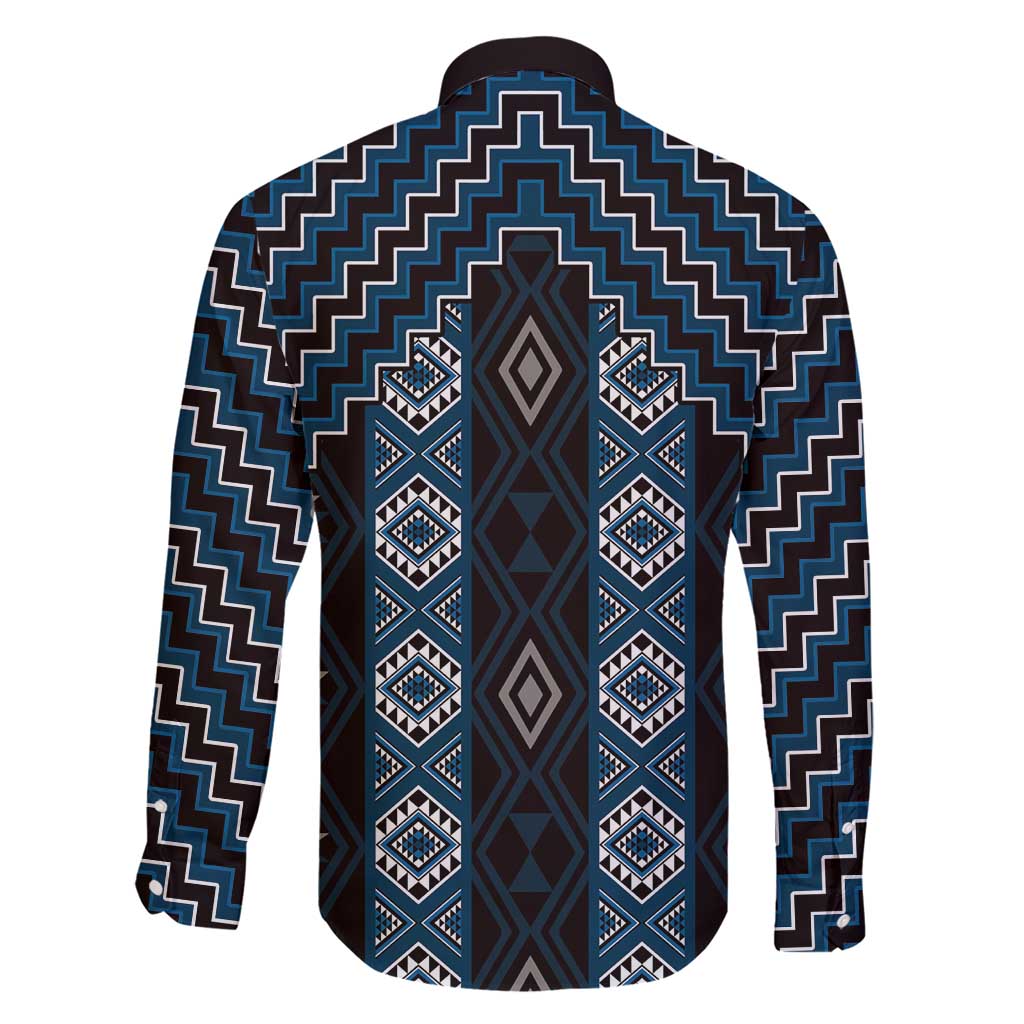 New Zealand Aotearoa Family Matching Short Sleeve Bodycon Dress and Hawaiian Shirt Blue Poutama With Taniko Pattern LT05