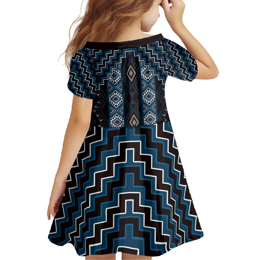 New Zealand Aotearoa Family Matching Tank Maxi Dress and Hawaiian Shirt Blue Poutama With Taniko Pattern LT05