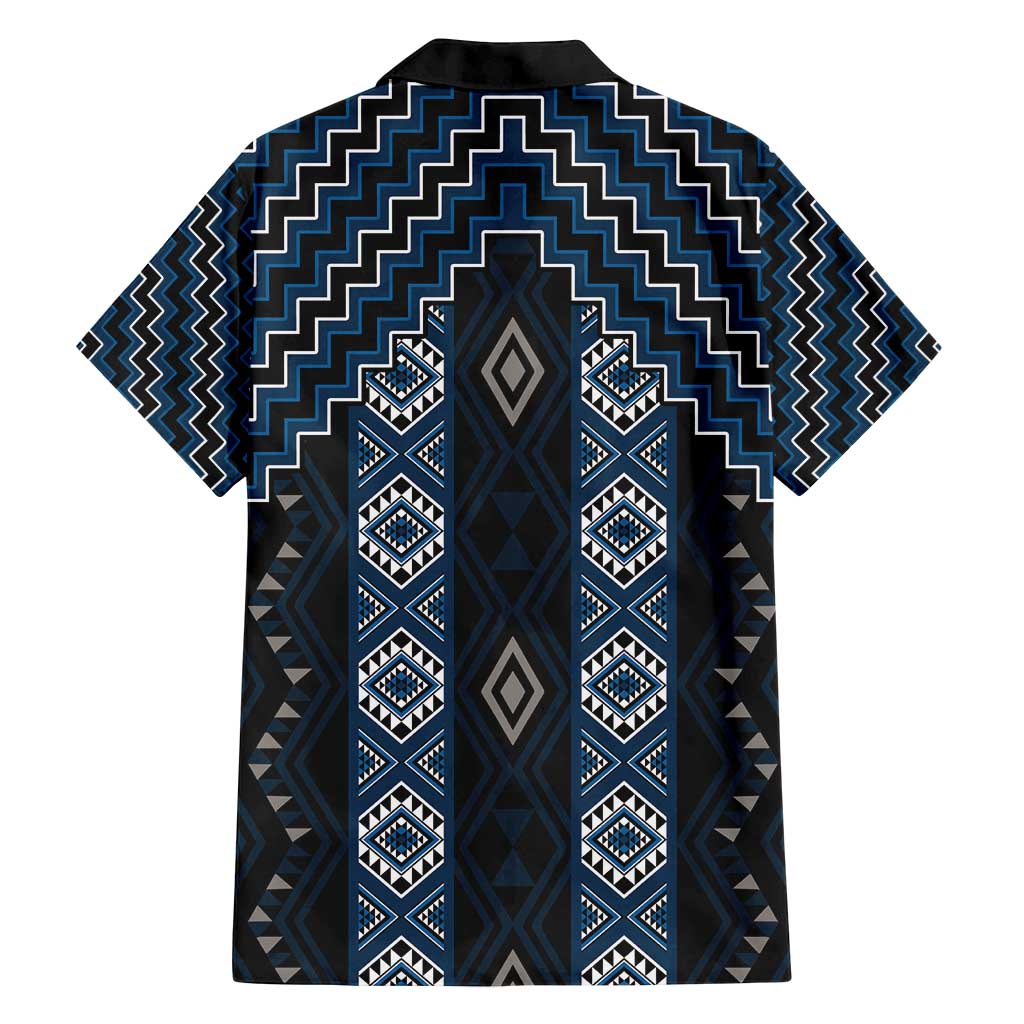New Zealand Aotearoa Family Matching Tank Maxi Dress and Hawaiian Shirt Blue Poutama With Taniko Pattern LT05