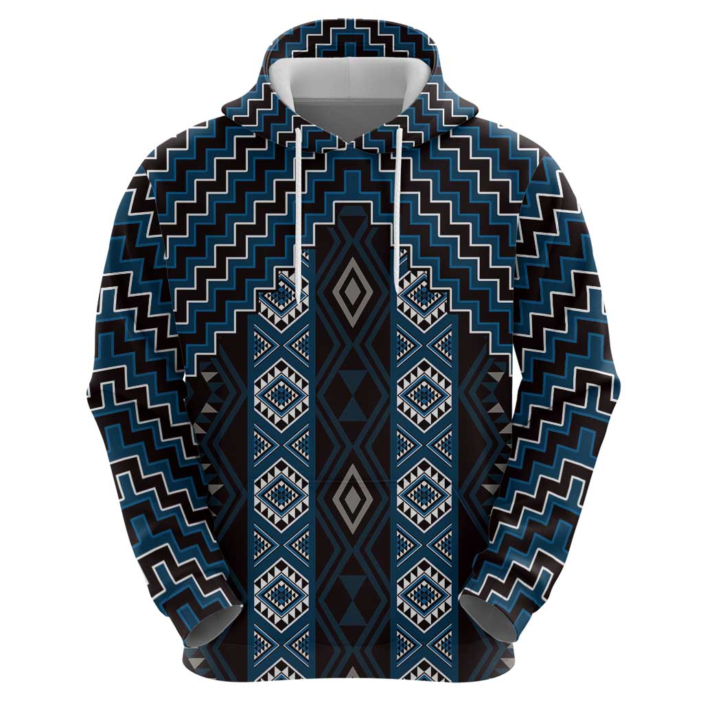 New Zealand Aotearoa Hoodie Blue Poutama With Taniko Pattern LT05