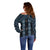 New Zealand Aotearoa Off Shoulder Sweater Blue Poutama With Taniko Pattern LT05