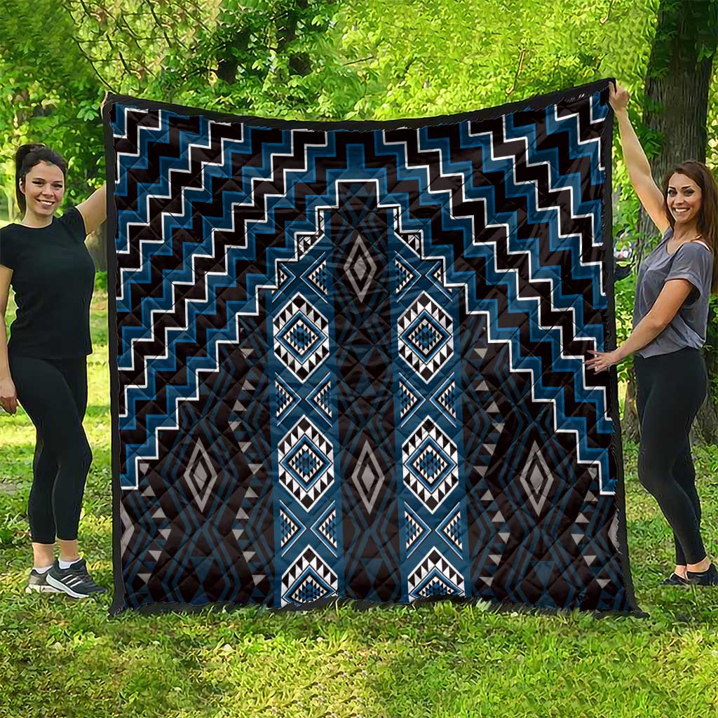 New Zealand Aotearoa Quilt Blue Poutama With Taniko Pattern LT05