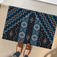New Zealand Aotearoa Rubber Doormat Blue Poutama With Taniko Pattern LT05