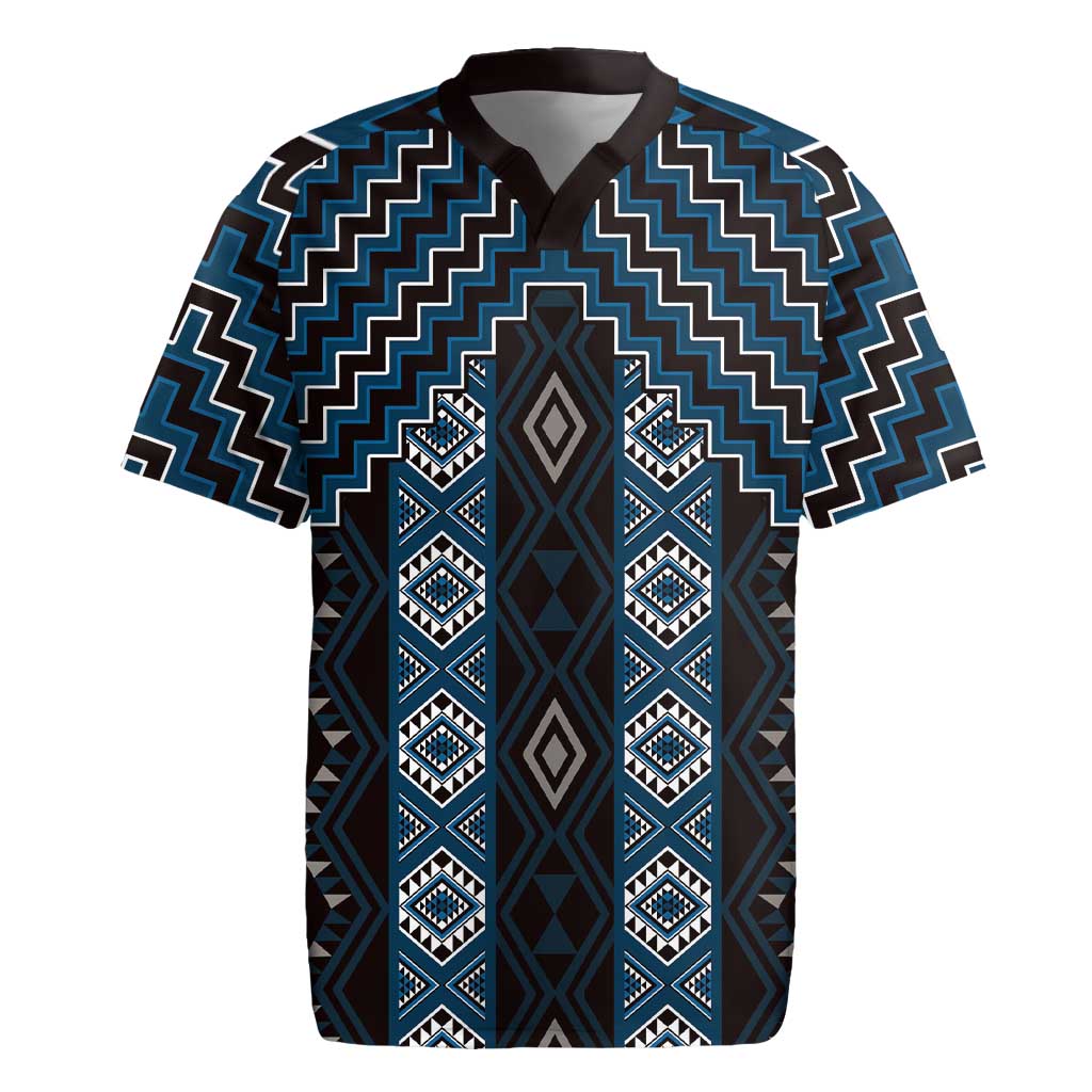 New Zealand Aotearoa Rugby Jersey Blue Poutama With Taniko Pattern LT05