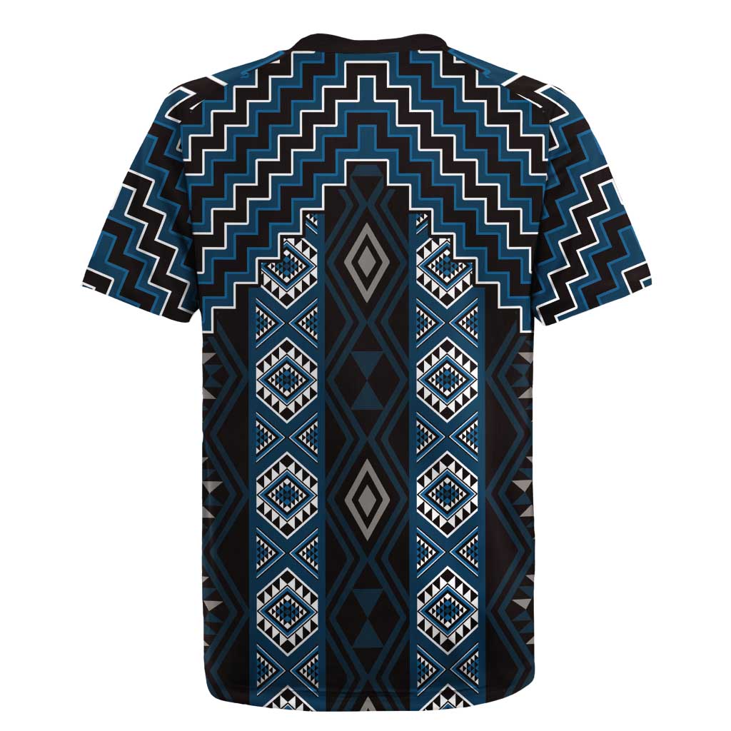 New Zealand Aotearoa Rugby Jersey Blue Poutama With Taniko Pattern LT05