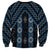 New Zealand Aotearoa Sweatshirt Blue Poutama With Taniko Pattern LT05