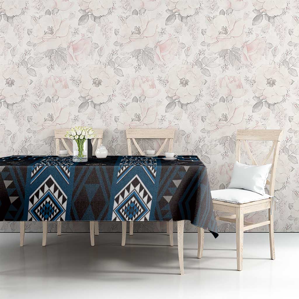 New Zealand Aotearoa Tablecloth Blue Poutama With Taniko Pattern LT05