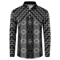 New Zealand Aotearoa Button Sweatshirt Black Poutama With Taniko Pattern LT05 Black - Polynesian Pride