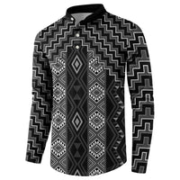 New Zealand Aotearoa Button Sweatshirt Black Poutama With Taniko Pattern LT05 - Polynesian Pride