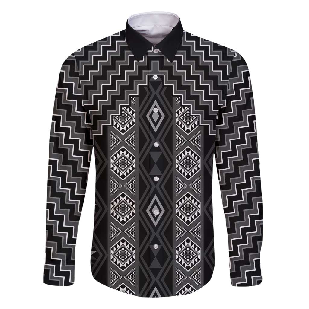 New Zealand Aotearoa Family Matching Mermaid Dress and Hawaiian Shirt Black Poutama With Taniko Pattern LT05