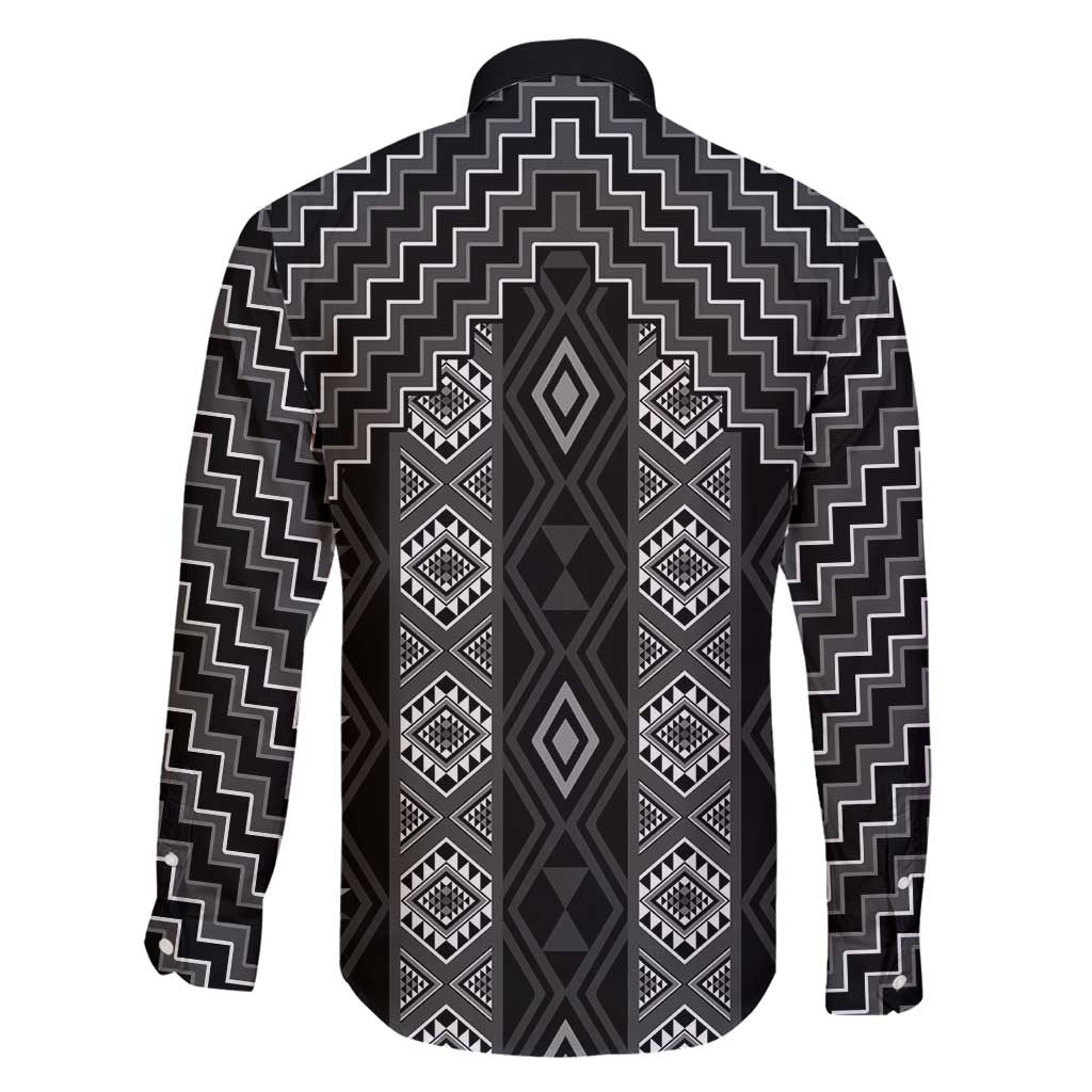New Zealand Aotearoa Family Matching Mermaid Dress and Hawaiian Shirt Black Poutama With Taniko Pattern LT05