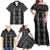New Zealand Aotearoa Family Matching Off Shoulder Maxi Dress and Hawaiian Shirt Black Poutama With Taniko Pattern LT05