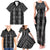 New Zealand Aotearoa Family Matching Tank Maxi Dress and Hawaiian Shirt Black Poutama With Taniko Pattern LT05