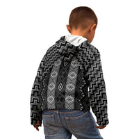 New Zealand Aotearoa Kid Hoodie Black Poutama With Taniko Pattern LT05