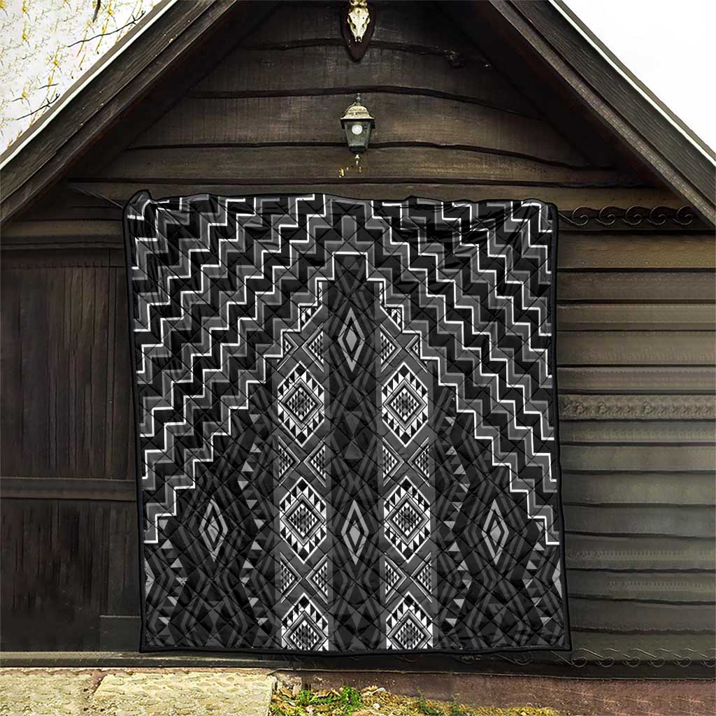 New Zealand Aotearoa Quilt Black Poutama With Taniko Pattern LT05