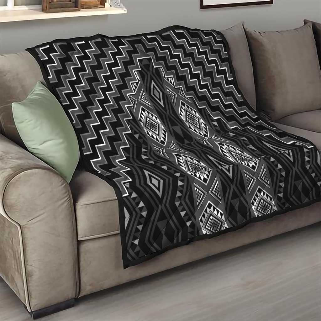 New Zealand Aotearoa Quilt Black Poutama With Taniko Pattern LT05