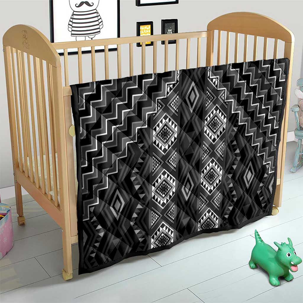 New Zealand Aotearoa Quilt Black Poutama With Taniko Pattern LT05