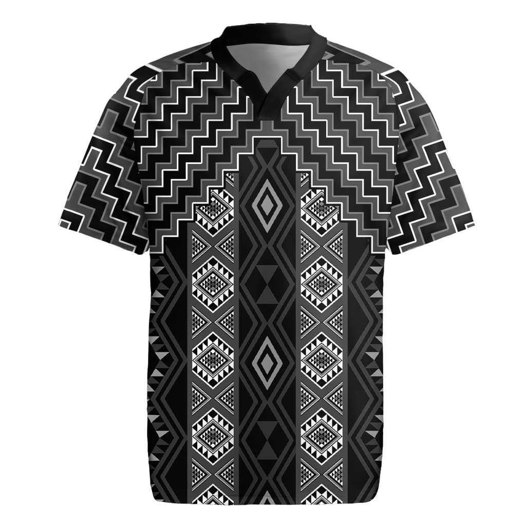 New Zealand Aotearoa Rugby Jersey Black Poutama With Taniko Pattern LT05