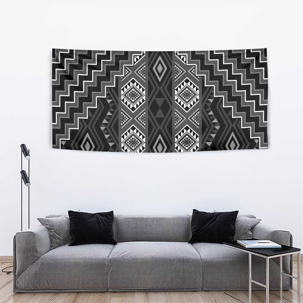 New Zealand Aotearoa Tapestry Black Poutama With Taniko Pattern LT05