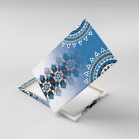 New Zealand Canvas Wall Art Poutama Mix Blue Taniko Inspired Art LT05